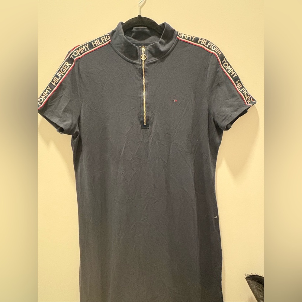 Tommy Hilfiger Navy Logo Tape Zip Dress – Size L
